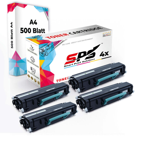 Druckerpapier A4 + 4x Multipack Set Kompatibel für Lexmark Optra E 360 (E260A21E) Toner Schwarz