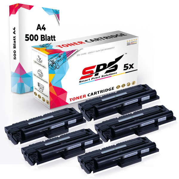 Druckerpapier A4 + 5x Multipack Set Kompatibel für Samsung ML-1710 D (ML-1710D3/1710) Toner Schwarz