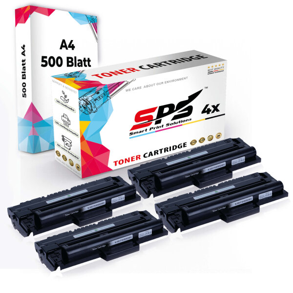 Druckerpapier A4 + 4x Multipack Set Kompatibel für Samsung ML-1750 G (ML-1710D3/1710) Toner Schwarz
