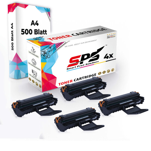 Druckerpapier A4 + 4x Multipack Set Kompatibel für Samsung ML-1640 (MLT-D1082S/1082) Toner Schwarz