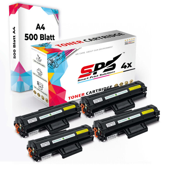 Druckerpapier A4 + 4x Multipack Set Kompatibel für Samsung Xpress SL-M 2022 W (MLT-D111L/111L) Toner Schwarz