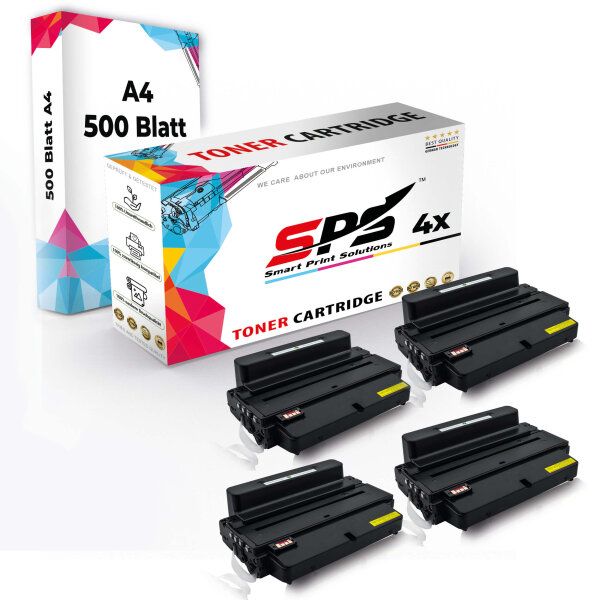 Druckerpapier A4 + 4x Multipack Set Kompatibel für Samsung ML-3300 Series (MLT-D205L/205L) Toner Schwarz