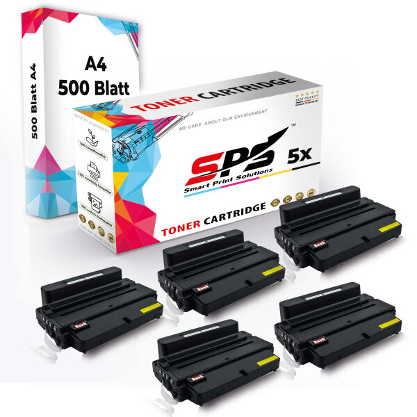 Druckerpapier A4 + 5x Multipack Set Kompatibel für Samsung ML-3710 N (MLT-D205L/205L) Toner Schwarz
