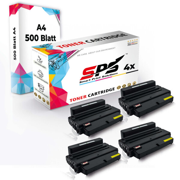 Druckerpapier A4 + 4x Multipack Set Kompatibel für Samsung SCX-5637 F (MLT-D205L/205L) Toner Schwarz