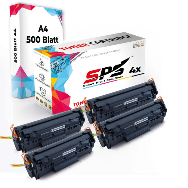 Druckerpapier A4 + 4x Multipack Set Kompatibel für Canon Lasershot LBP-2900 (Q2612A/12A) Toner Schwarz