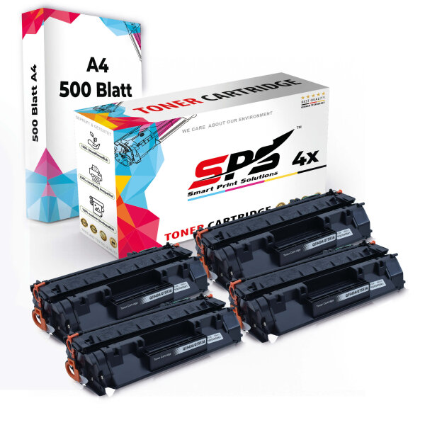 Druckerpapier A4 + 4x Multipack Set Kompatibel für Canon i-SENSYS LBP-3300 (Q5949A/49A) Toner Schwarz