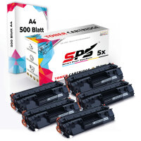 Druckerpapier A4 + 5x Multipack Set Kompatibel f&uuml;r HP Laserjet 3392 (Q5949A/49A) Toner Schwarz