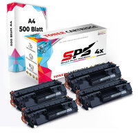 Druckerpapier A4 + 4x Multipack Set Kompatibel f&uuml;r HP Laserjet M 2727 (Q7553A/53A) Toner Schwarz