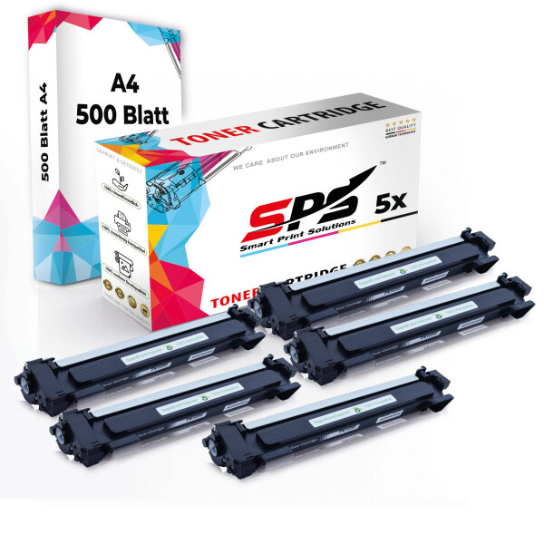 Druckerpapier A4 + 5x Multipack Set Kompatibel für Brother DCP-1510 E (TN-1050) Toner Schwarz